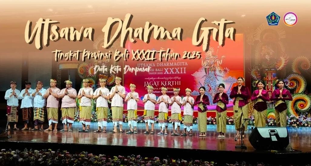 Pembukaan Utsawa Dharma Gita Tingkat Provinsi Bali XXXII Tahun 2025, kontingan Kota Denpasar.